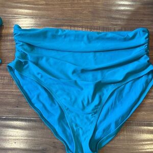 Time and Tru Teal High-Waisted Bikini Bottom